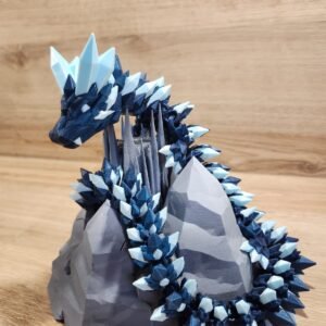 Dragon articulé bleu et argent imprimé en 3D par 3D CAU